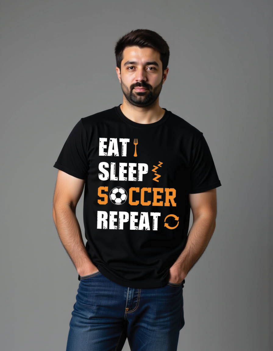eat sleep soccer repeat football mens printed graphic t shirt