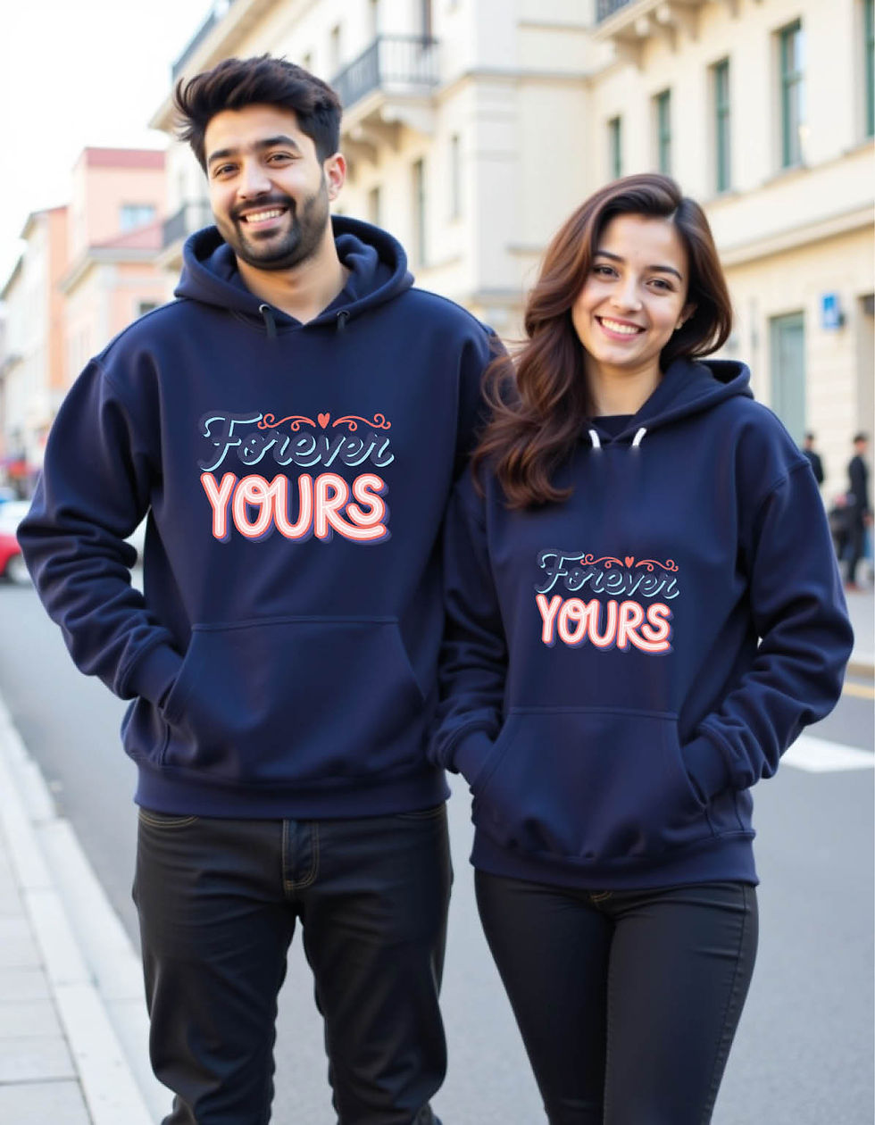 Thumbnail: forever yours Urban Classic Fashion Printed Graphic Couple Hoodies