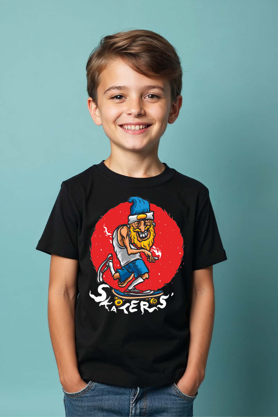 Thumbnail: skaters Casual Casual Kids Printed T-Shirt – Graphic Print Design for Boys & Gir