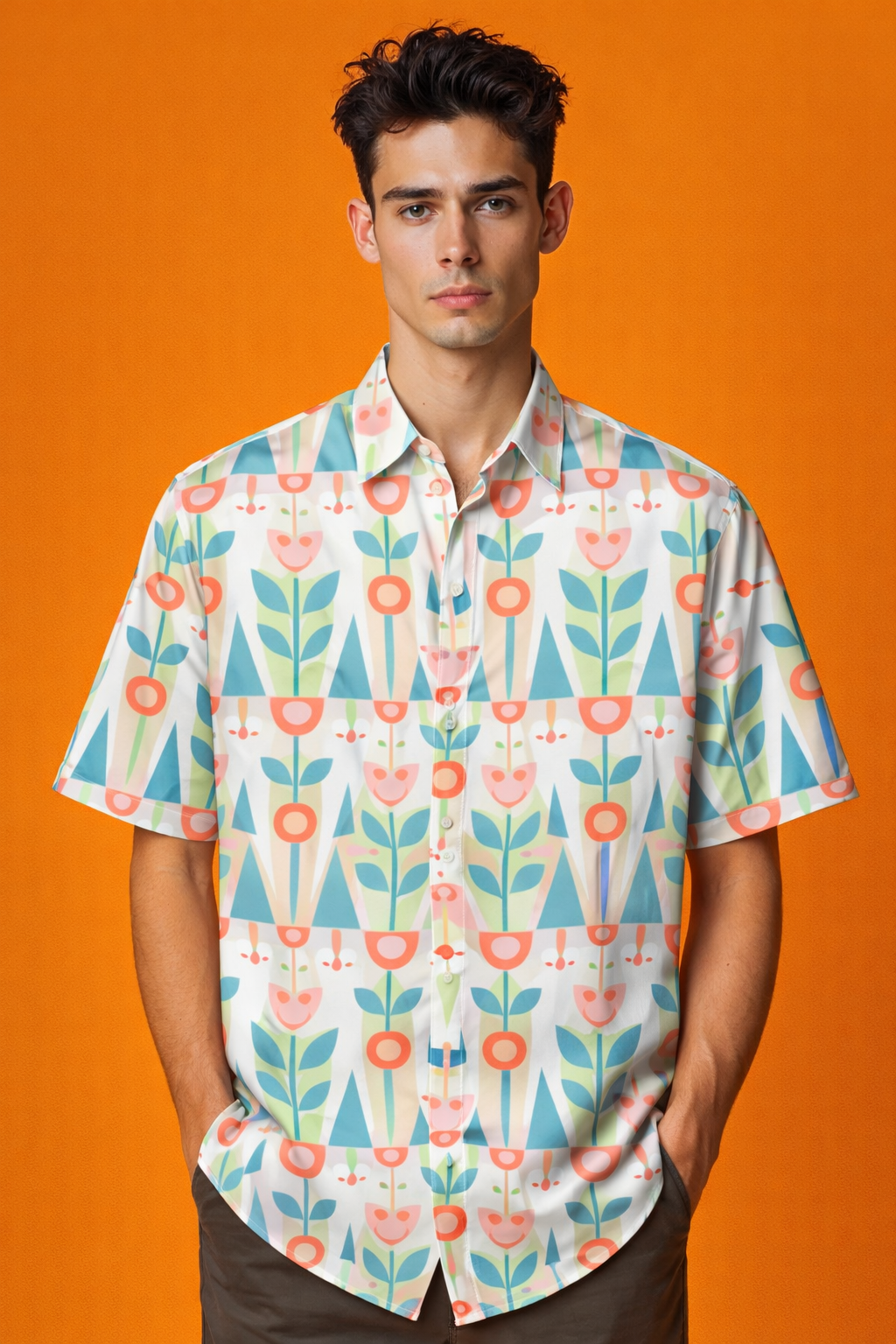 Modern Street Fashion Patterned All Over Print Oversized Shirt