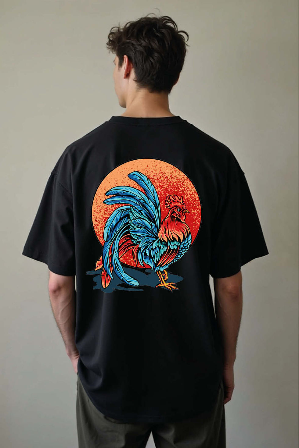 Majestic Rooster Urban Unisex Drop Shoulder Oversized T-Shirt For Men & Women