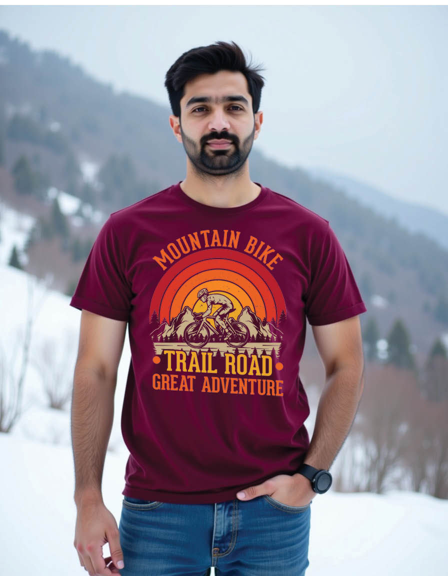 Thumbnail: mountain bike trail road great adventure mens printed graphic t shirt