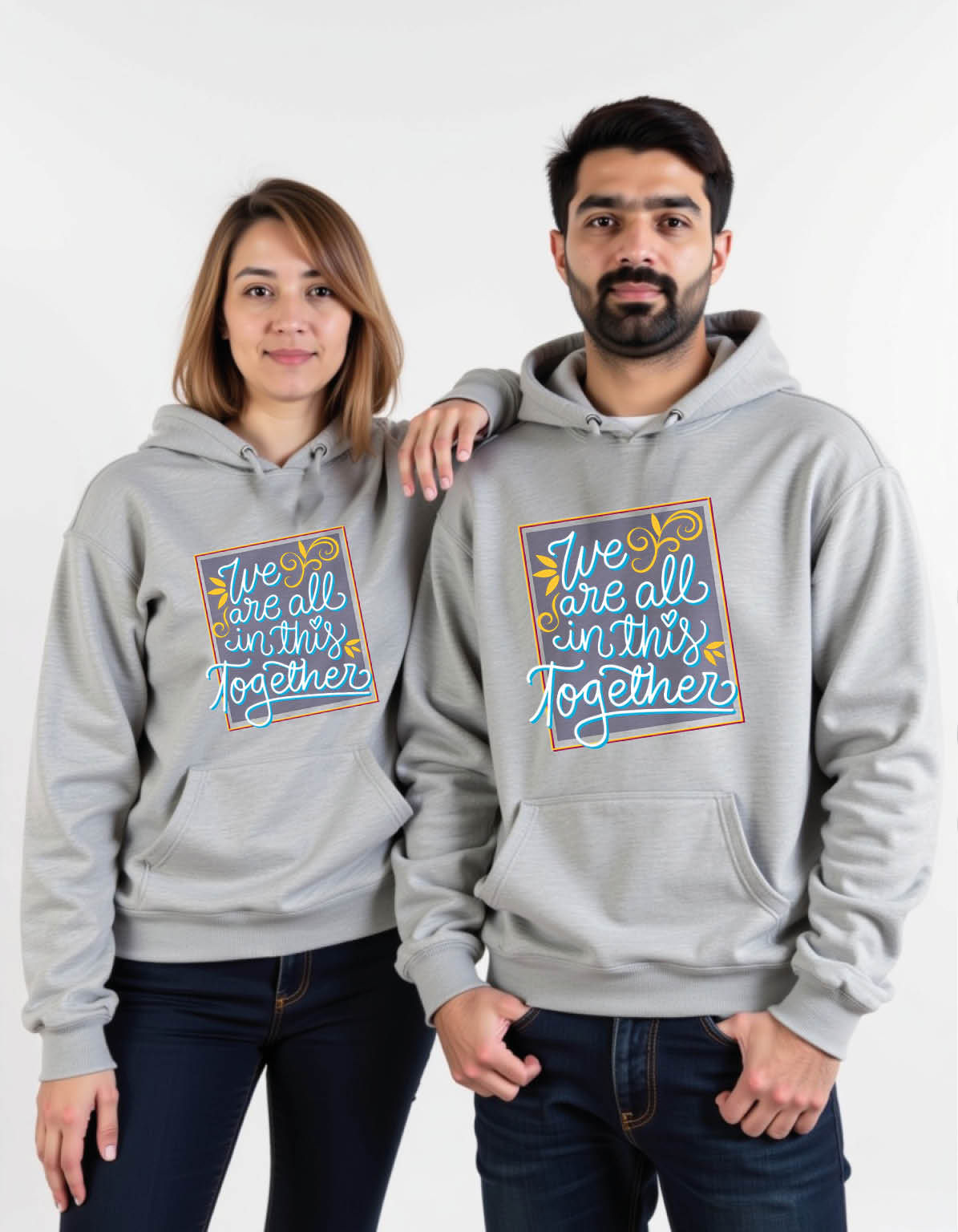 we are all in this together Cool Printed Graphic Couple Hoodies