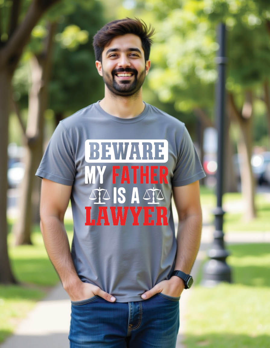beware my father is lawyer mens printed graphic shirt