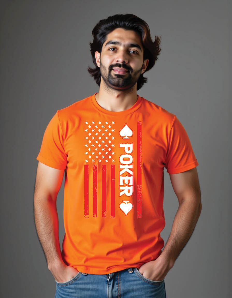 Thumbnail: american flag with poker template mens printed graphic t shirt