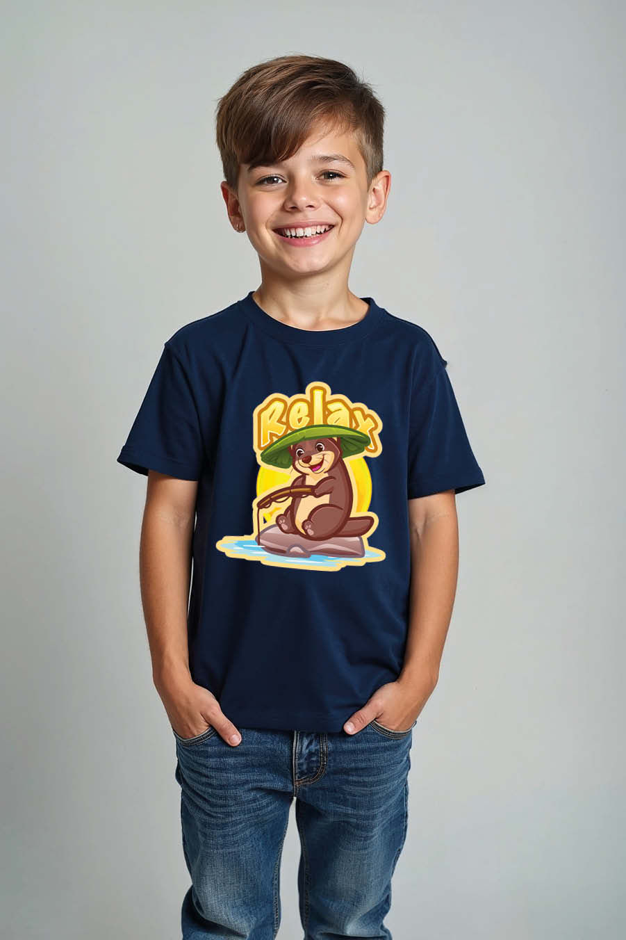 Thumbnail: Relax Soft Cartoon Printed T-Shirt for Boys & Girls – Illustration Print Design