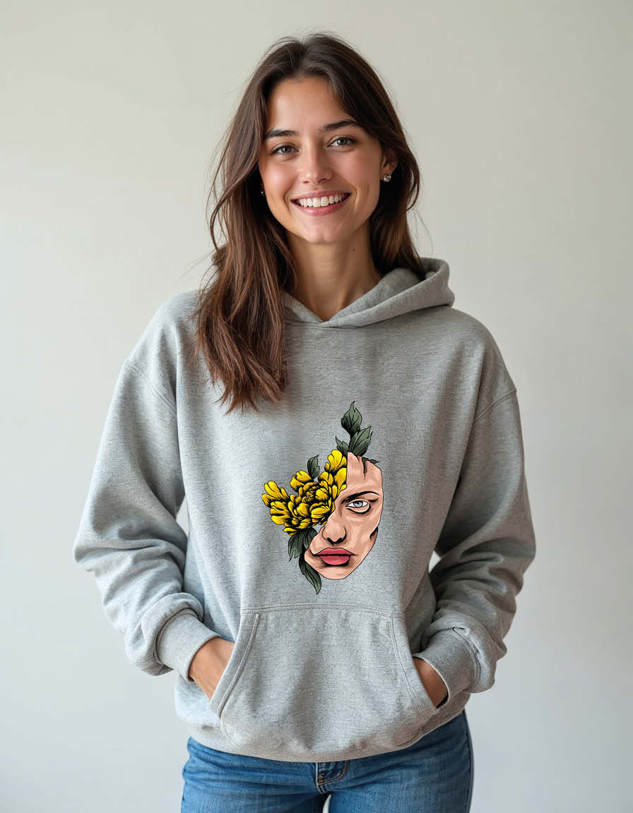 Thumbnail: Flower girl drawing Unisex Printed Graphic Hoodies