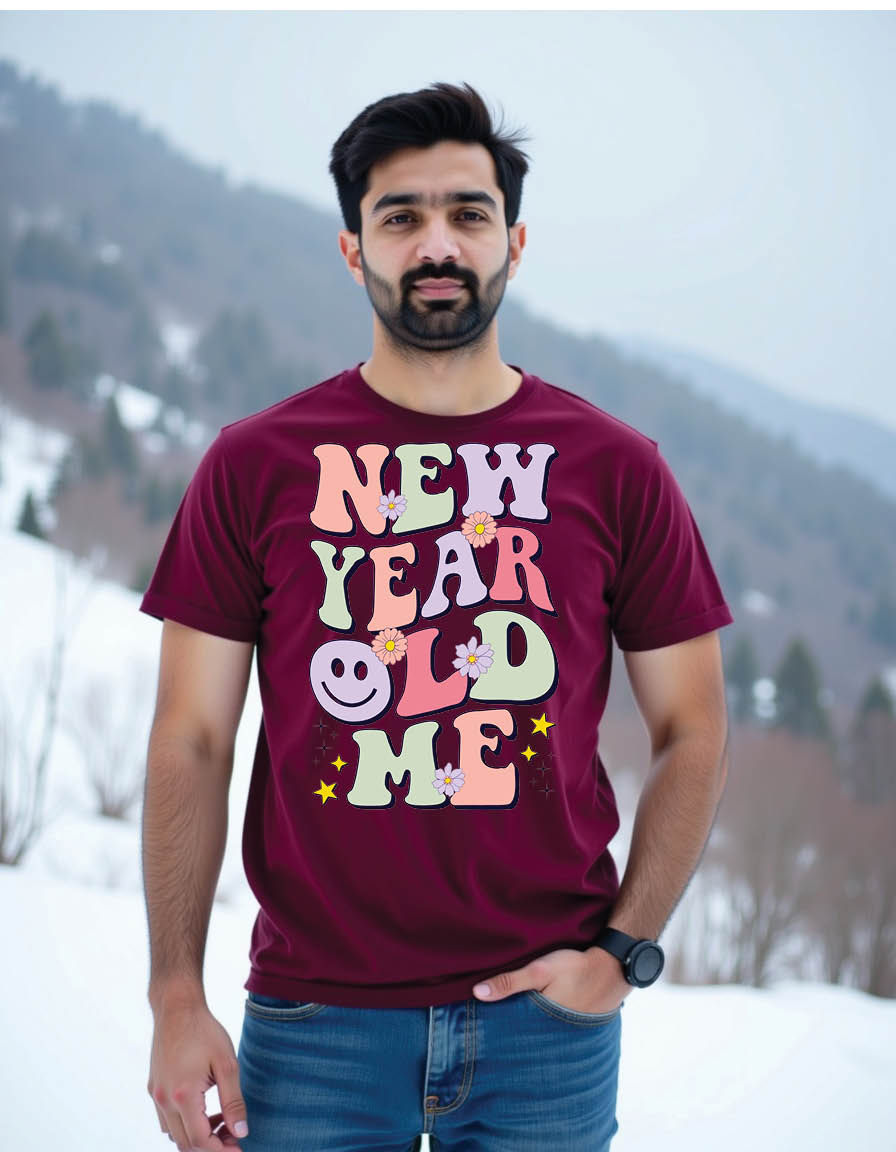 Thumbnail: new year old me groovy happy new year retro mens printed graphic t shirt