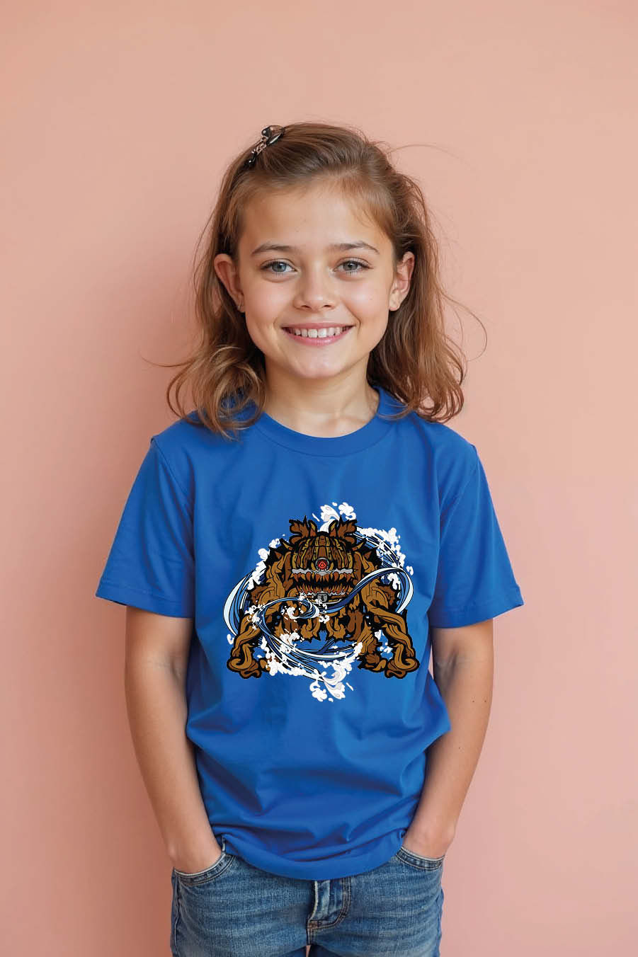 Thumbnail: Stone Fu Dog Fortress Cool Kids Printed T-Shirt – Cartoon Print Design