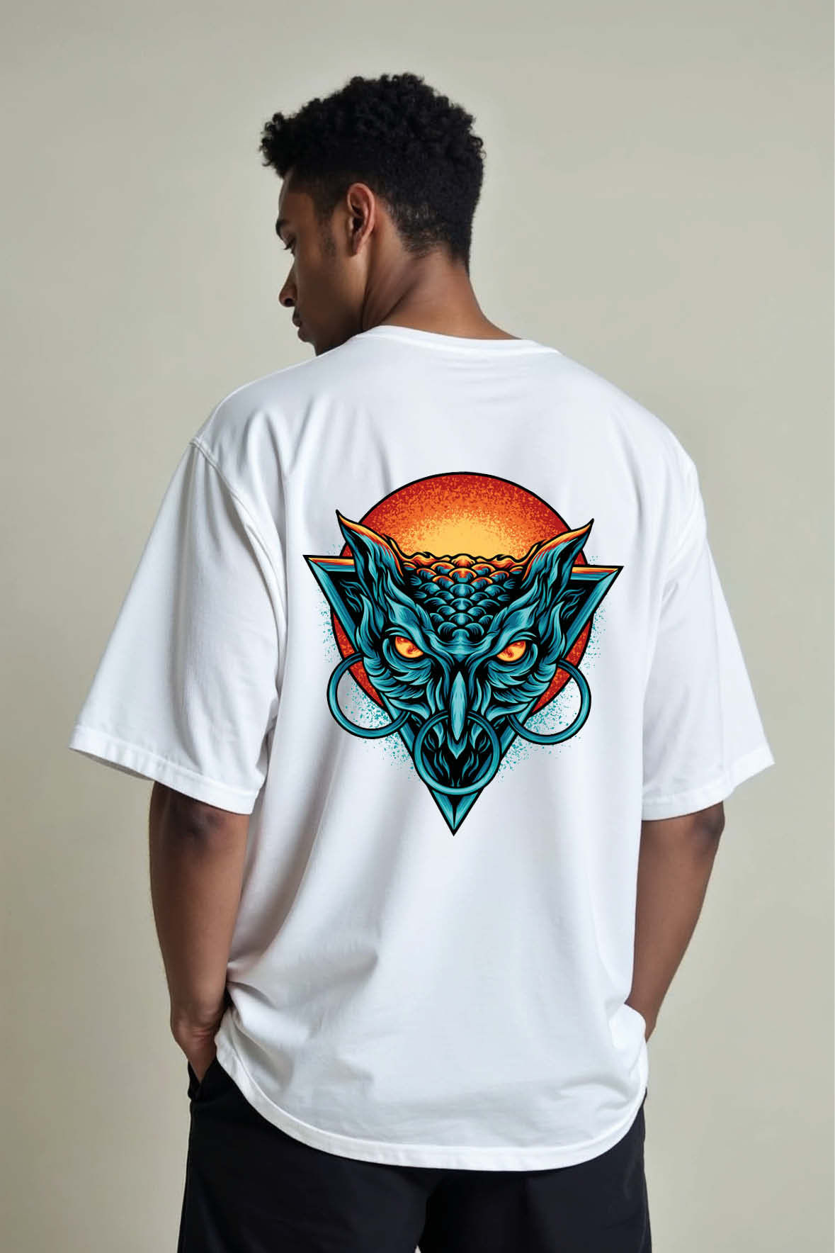 Fierce Dragon Mask Casual Unisex Drop Shoulder Oversized T-Shirt for Men & Women