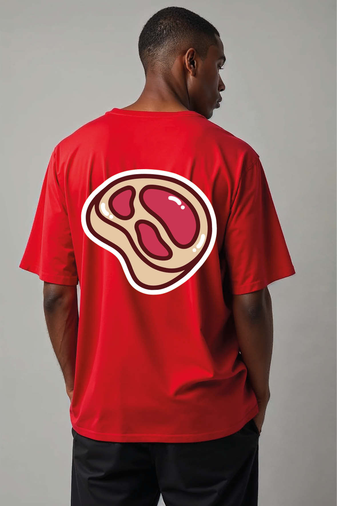 Cartoon Steak Aesthetic Unisex Drop Shoulder Oversized T-Shirt for Men & Women