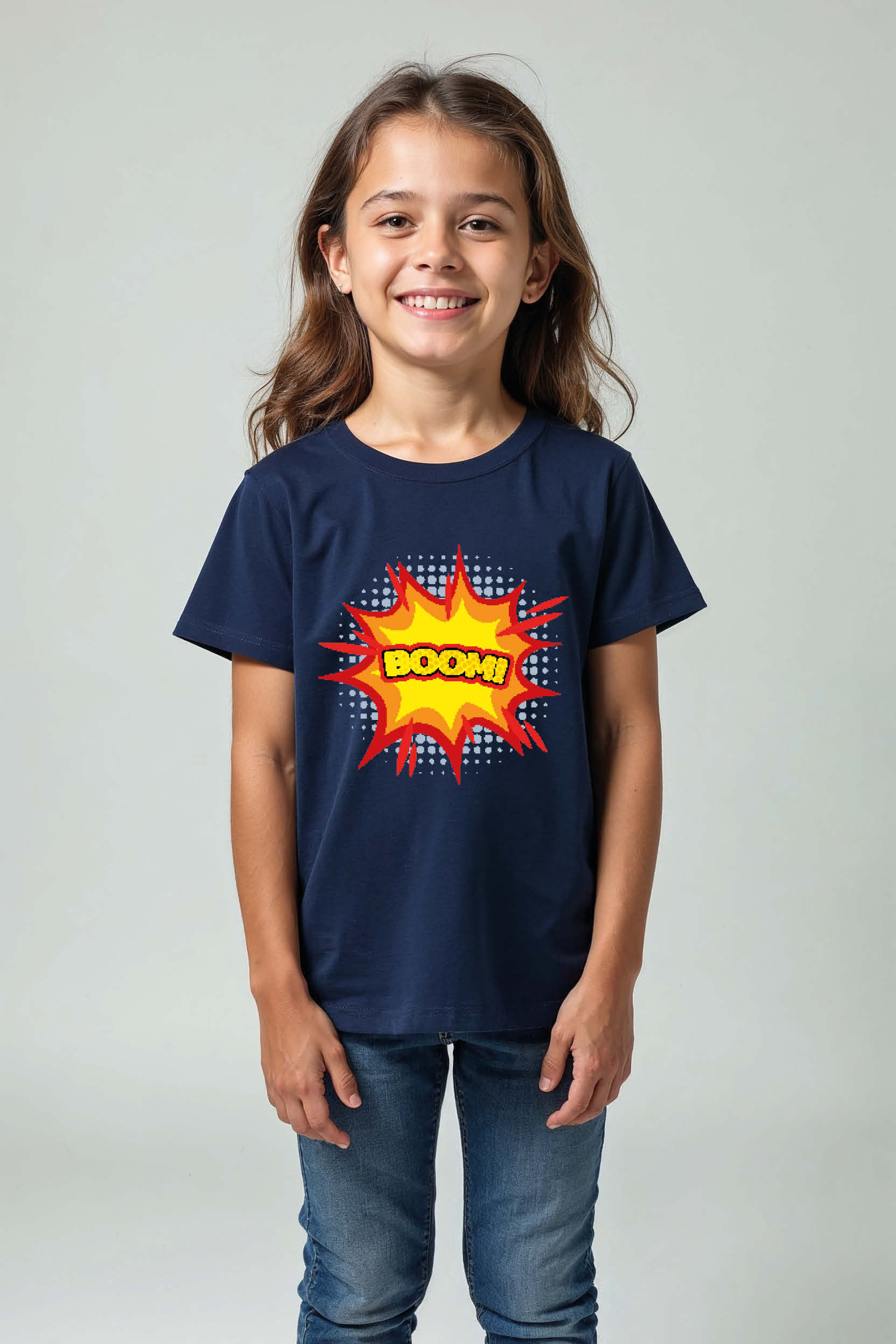 Comic Style Boom Print Kids T-Shirt – Fun Graphic Tee for Boys & Girls