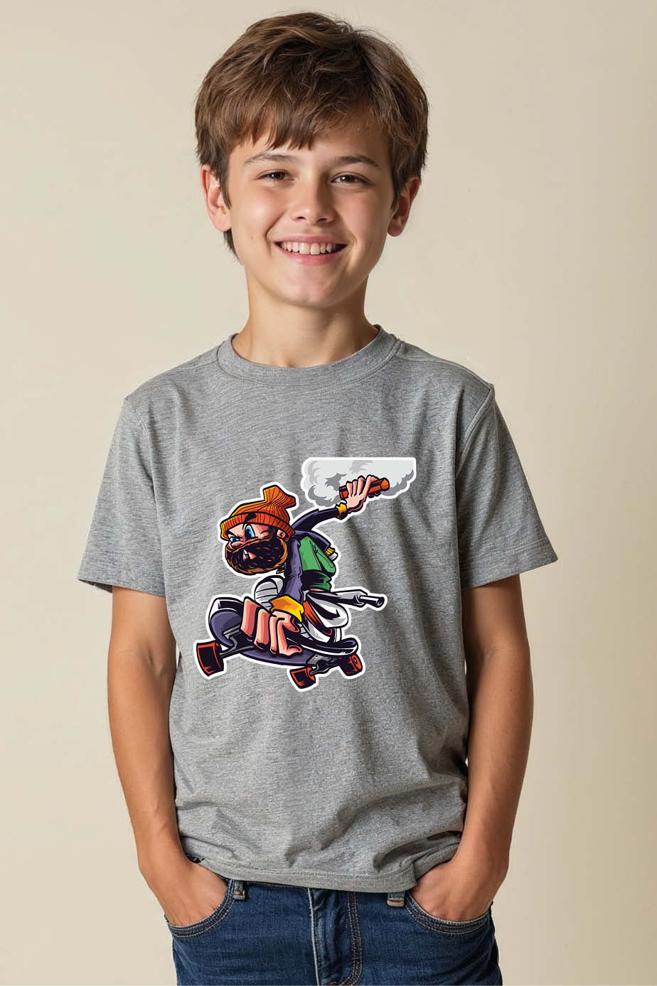 Thumbnail: Street Skater Hero Graphic T-Shirt for Kids – Fun Unisex Tee for Boys & Girls