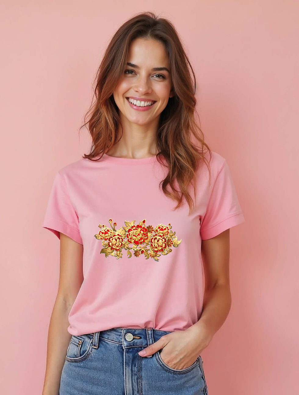 Thumbnail: Golden Peony Cool Women’s Graphic Stylish Quote T-Shirt – Hot Deal