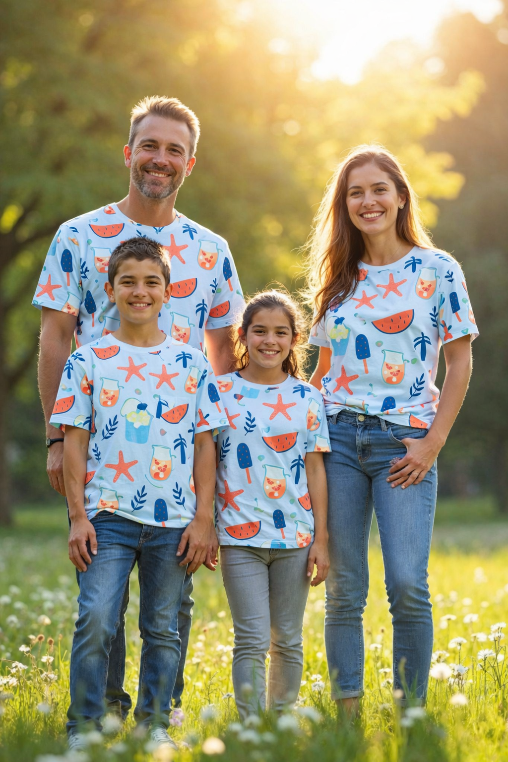 Family fun in the sun themed family matching printed tees pack of 4