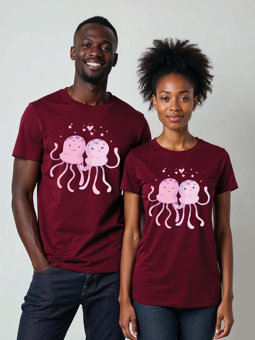 Romantic Cartoon Couple Matching Tee Lovers Edition – Sale