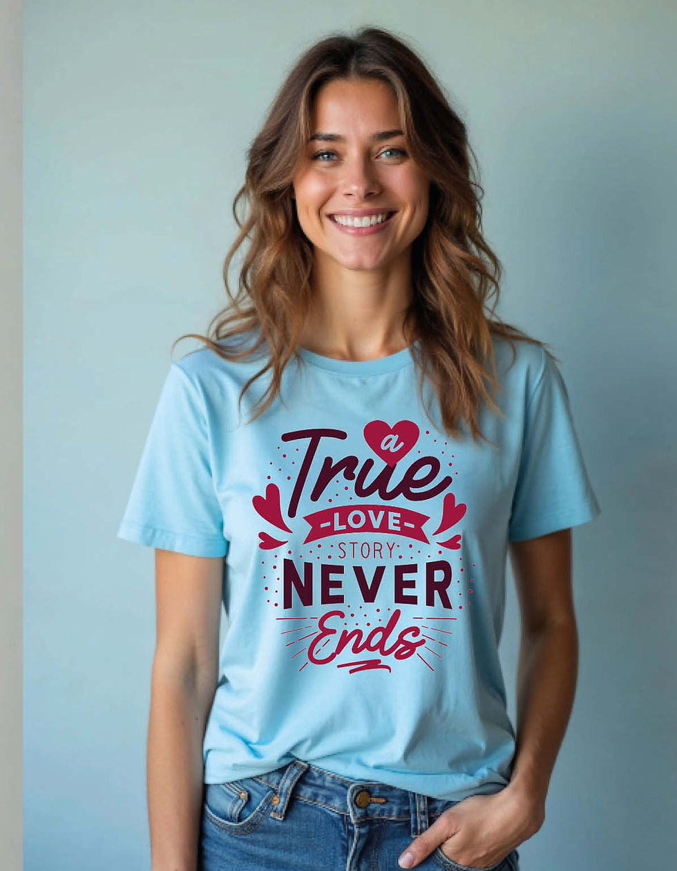 Thumbnail: True Love Story Never Ends Unisex Printed T-Shirt for All Ages