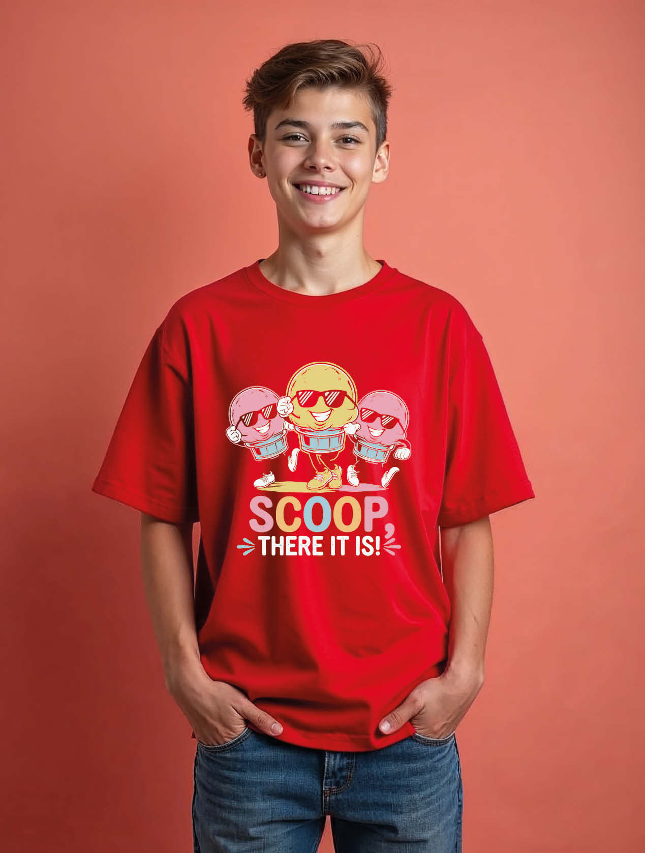 scoop there it is Cool Unisex Oversized Drop Shoulder T-Shirt for Men & Women