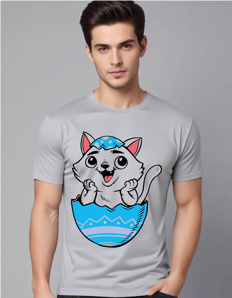 Thumbnail: easter cat mens printed graphic t shirt