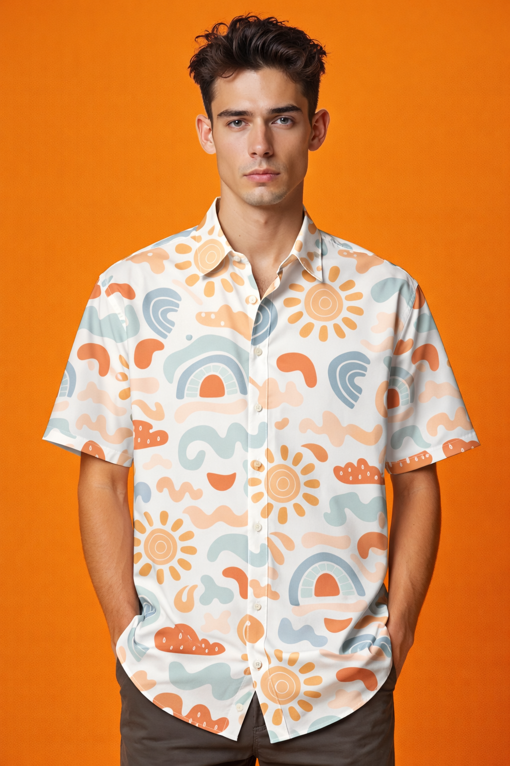 Bold style Trend Ready Patterned All Over Print Oversized Shirt