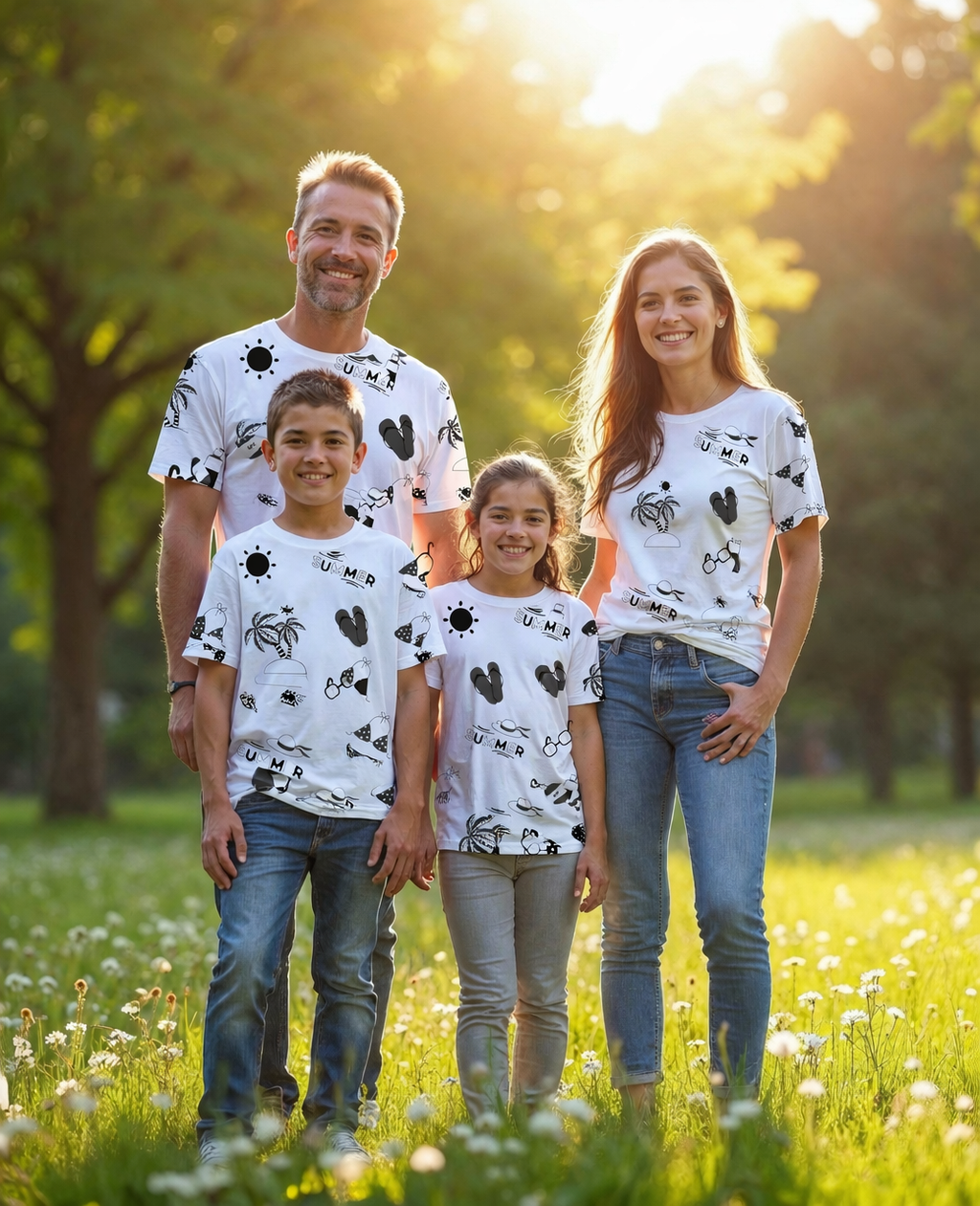 Family vacation matching printed tees pack of 4