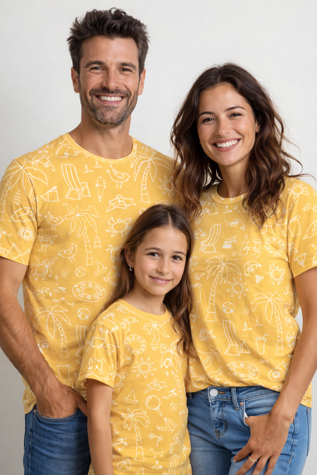 vacation wear family matching printed T-shirts pack of 3
