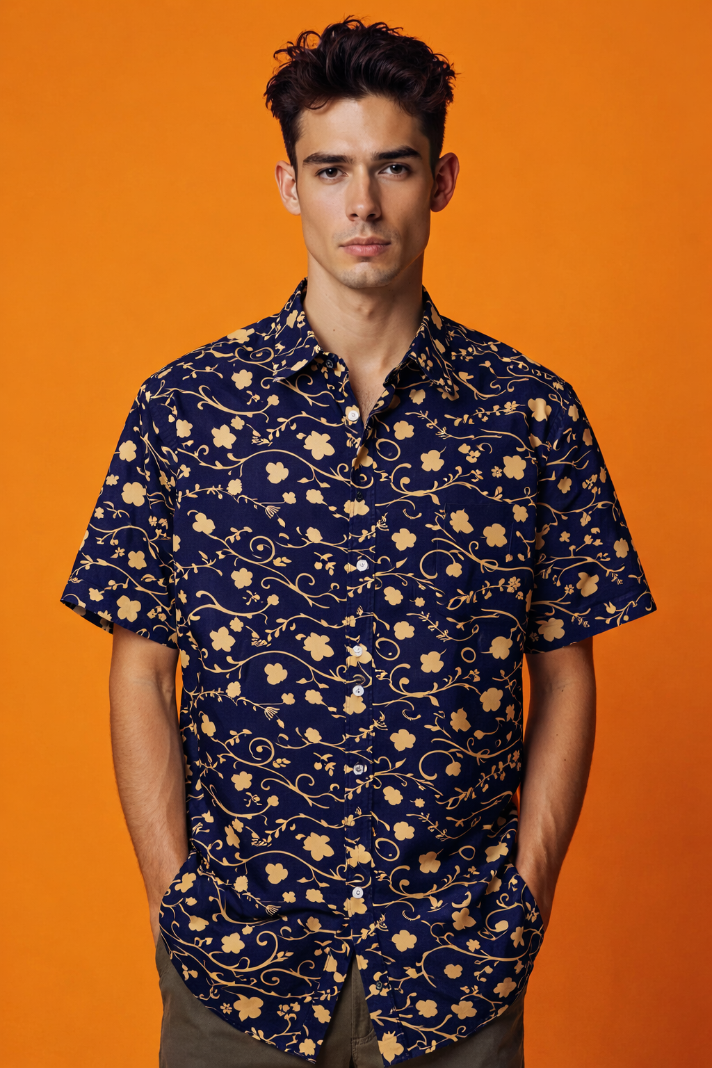 Botanical Style Minimal Patterned AOP Oversized Shirt – Premium Edition