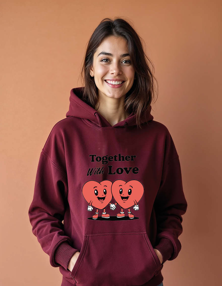 Thumbnail: Together with love Unisex Graphic Printed Hoodie