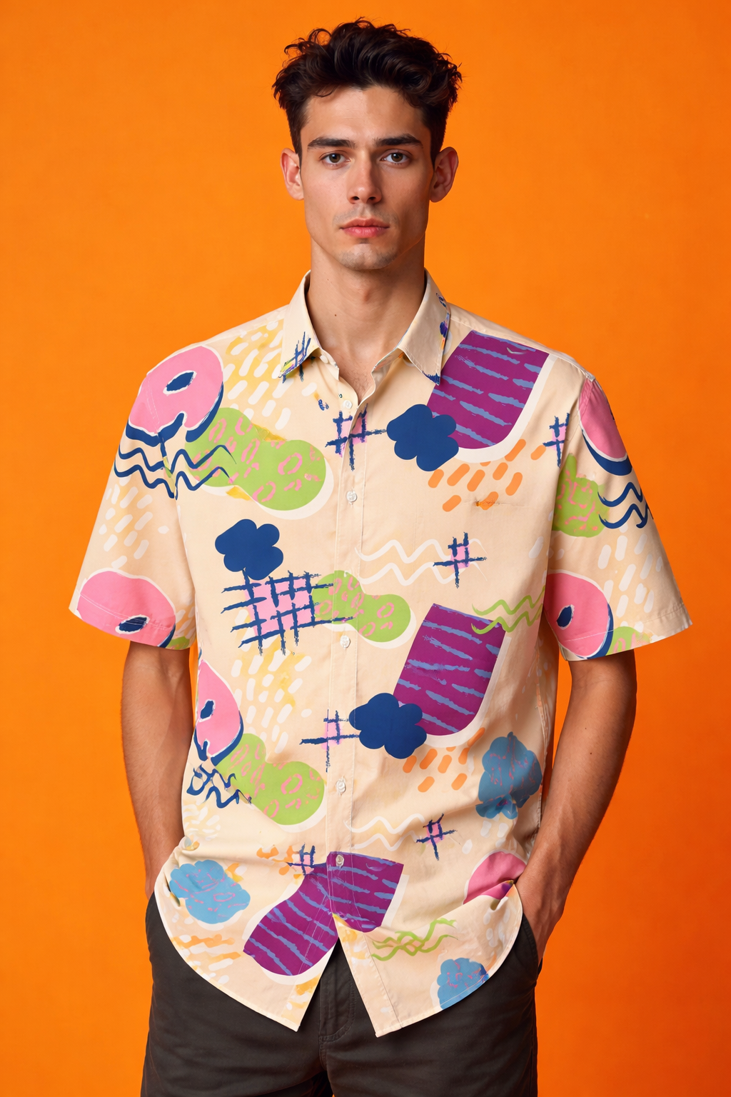 Vibrant Fashion Essential Patterned All Over Print Oversized Shirt