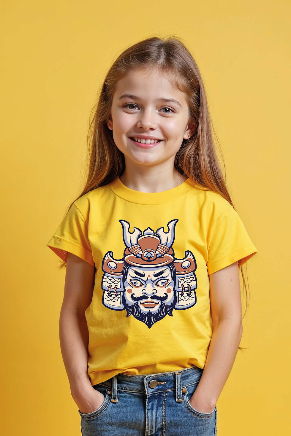 Thumbnail: Angry Samurai with Helmet Graphic Tee Fashion Stylish Kids Graphic T-Shirt