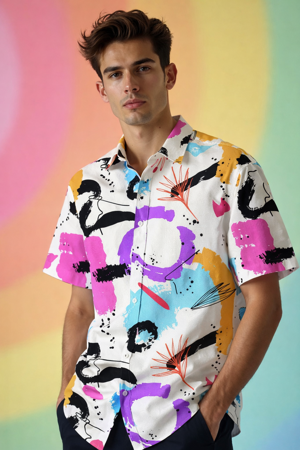 Pop Art Designed Fashion-First Patterned Oversized Shirt – AOP Style