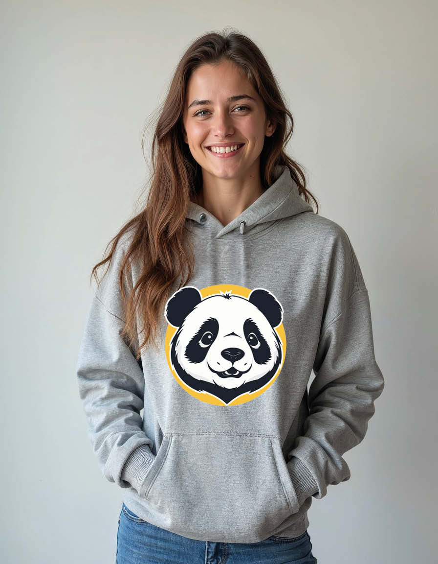 Thumbnail: The Smiling Panda Portrait Classic Unisex Printed Graphic Hoodie For Men & Women