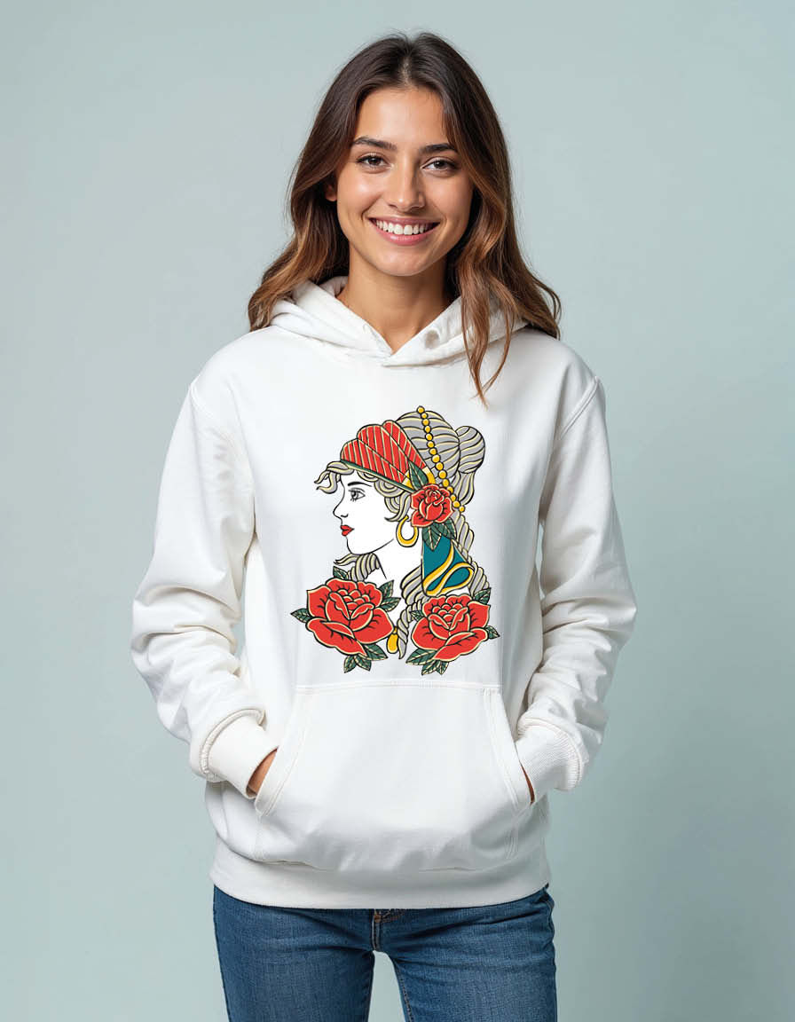 Thumbnail: Elegant Floral Woman Unisex Graphic Printed Hoodies for mens & womens