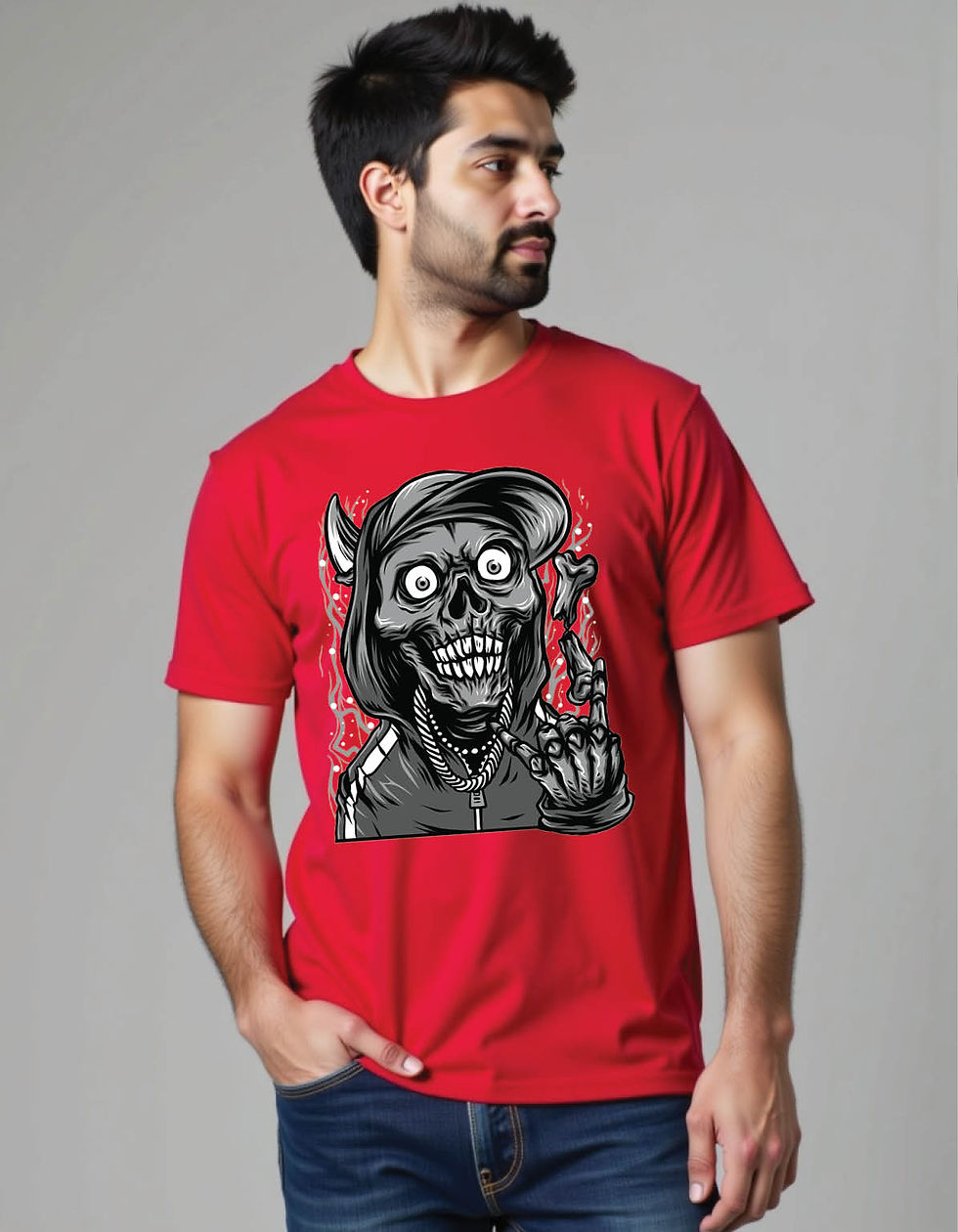 Thumbnail: skull rapper black white mens printed graphic t shirts