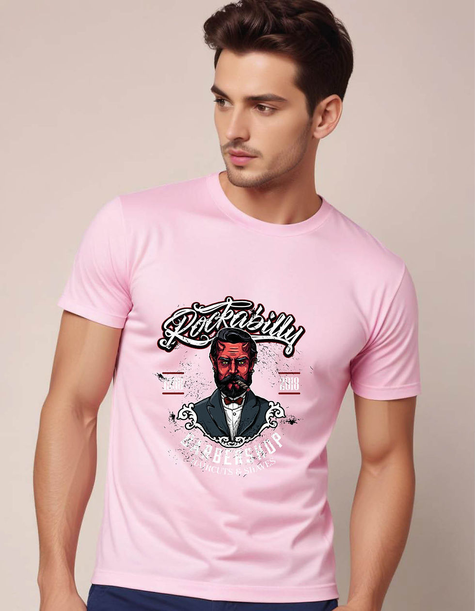 Thumbnail: hand drawn barber shop logo vintage style mens printed graphic t shirt