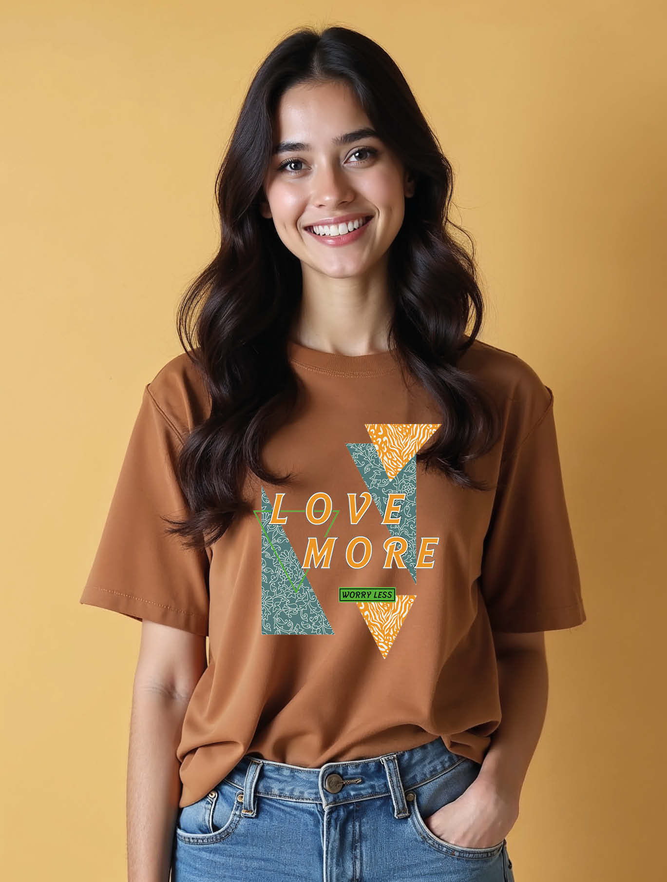 love more worry less Chic Women’s Printed graphic T-Shirt