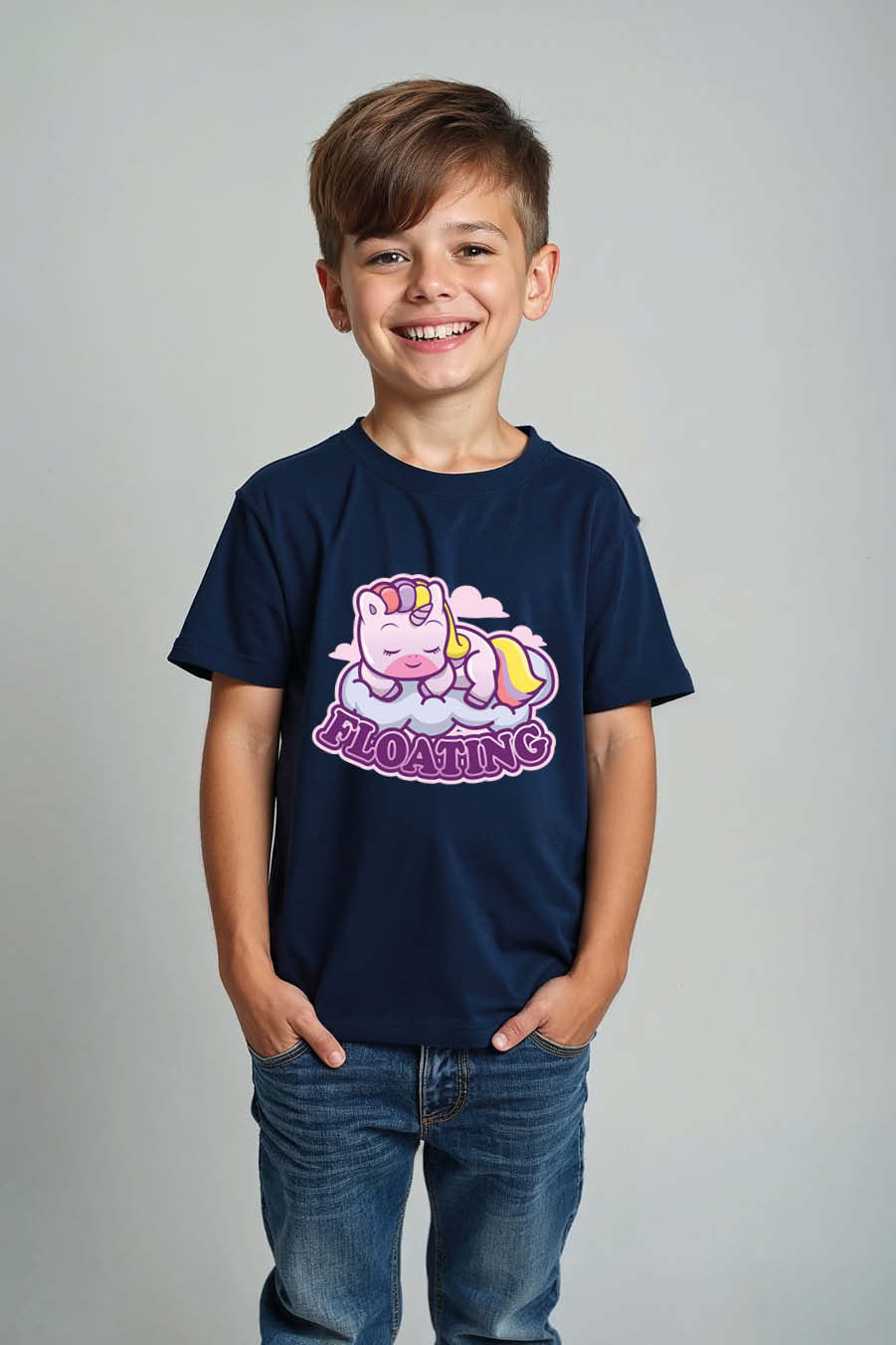 Thumbnail: Eloating Colorful Typography Print T-Shirt for Kids – Typography Print Design