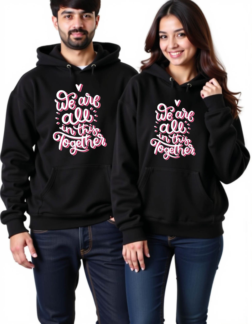 Thumbnail: we are all in this together Aesthetic Printed Graphic Couple Hoodies