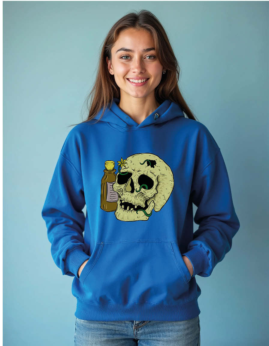 Thumbnail: Skull with poison bottle Unisex Printed Graphic Hoodies