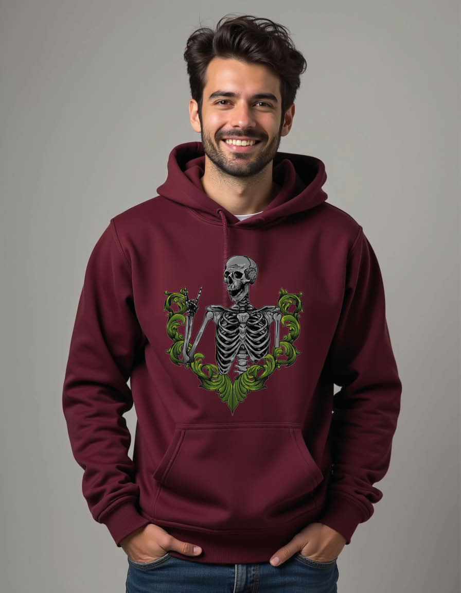 Thumbnail: Skeleton & Greenery Streetwear Unisex Printed Graphic Hoodies For Men & Women