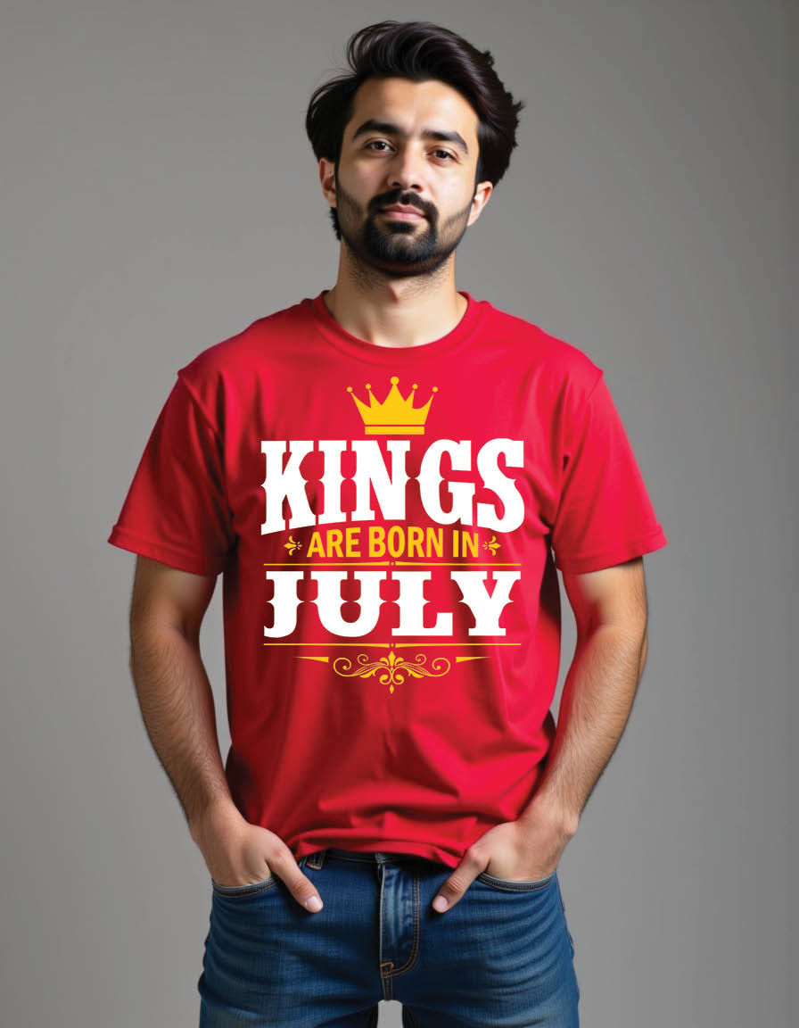 Thumbnail: kings are born july typography birthday mens printed graphic t shirt