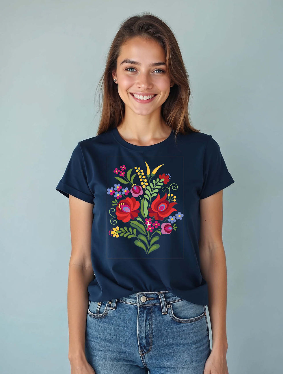 Thumbnail: Vibrant Kalocsa Hungarian Folk Embroidery Floral Cool Women’s Printed T-Shirt