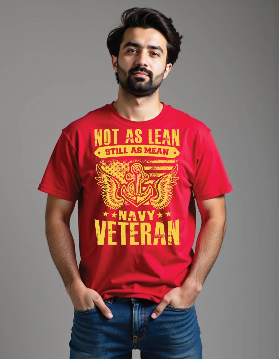 Thumbnail: as lean still as mean navy veteran american mens printed graphic t shirt