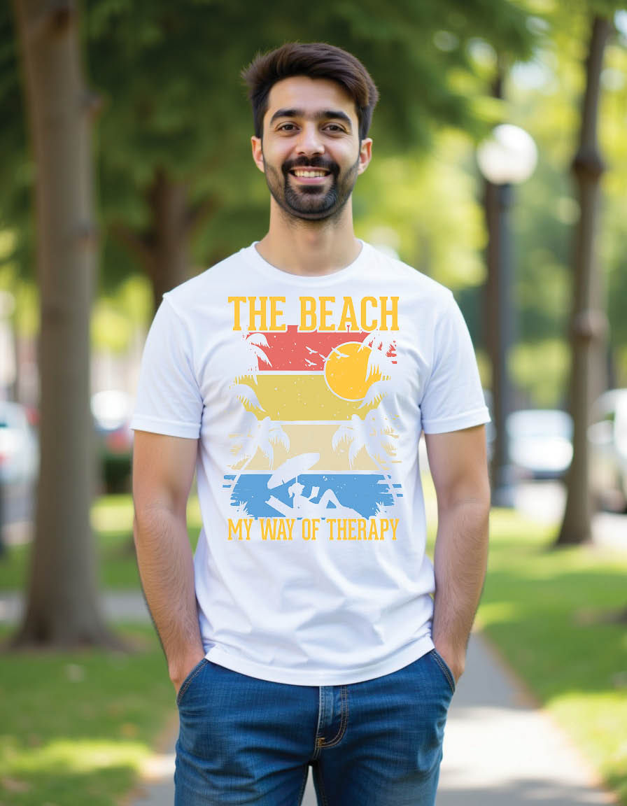 Thumbnail: beach my way therapy summer beach mens printed graphic t shirt