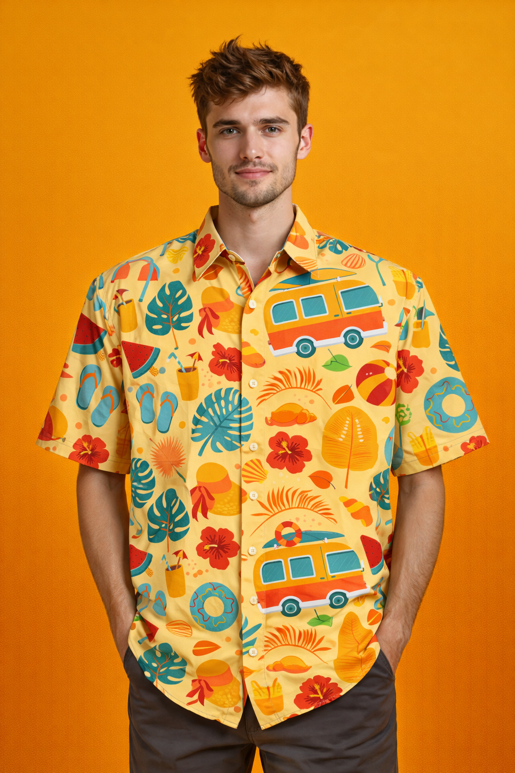 Vacation Summer vibes in vibrant Designer Fashion Patterned AOP Oversized Shirt