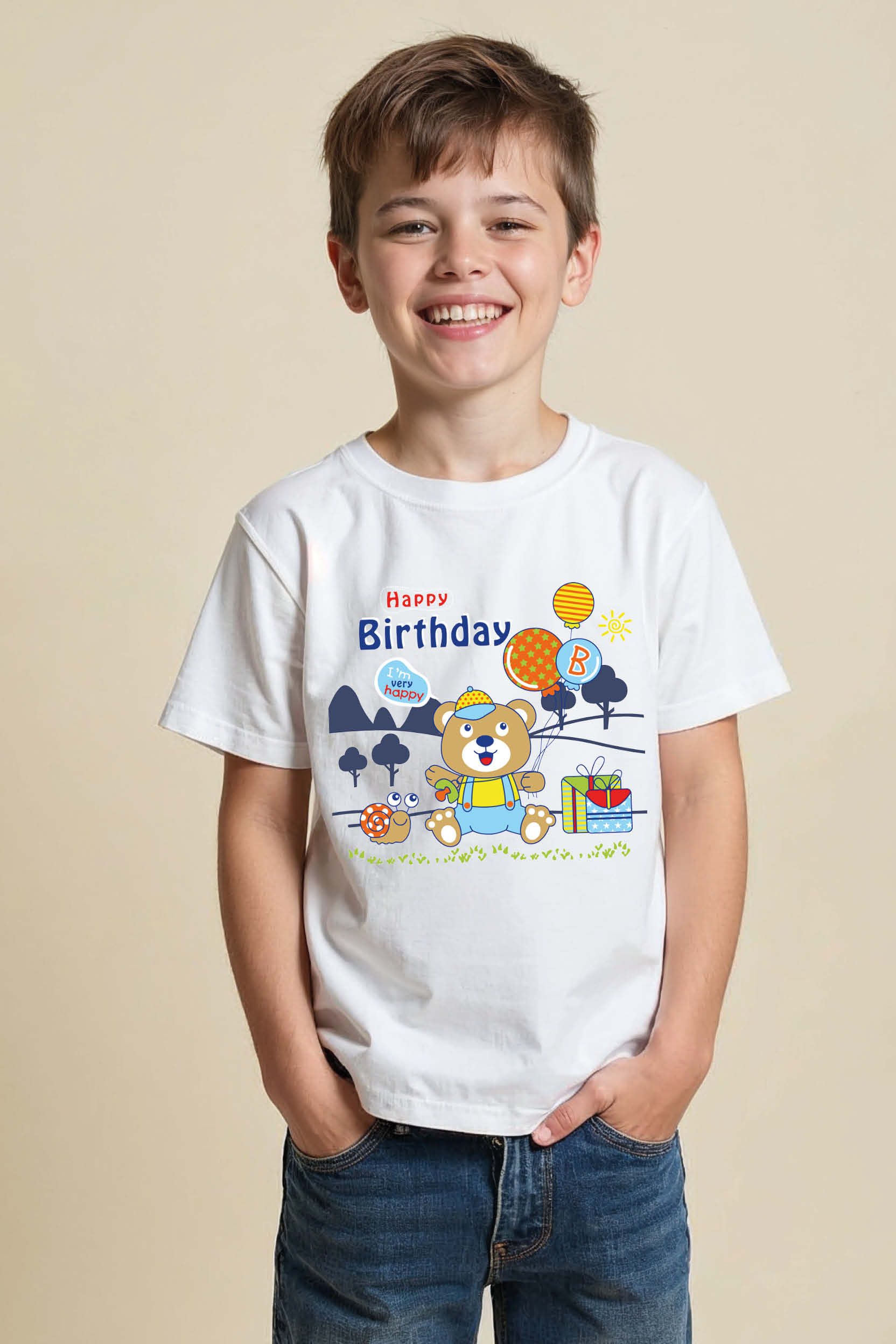 Happy Birthday Playful Stylish Kids Graphic T-Shirt – Graphic Print Design