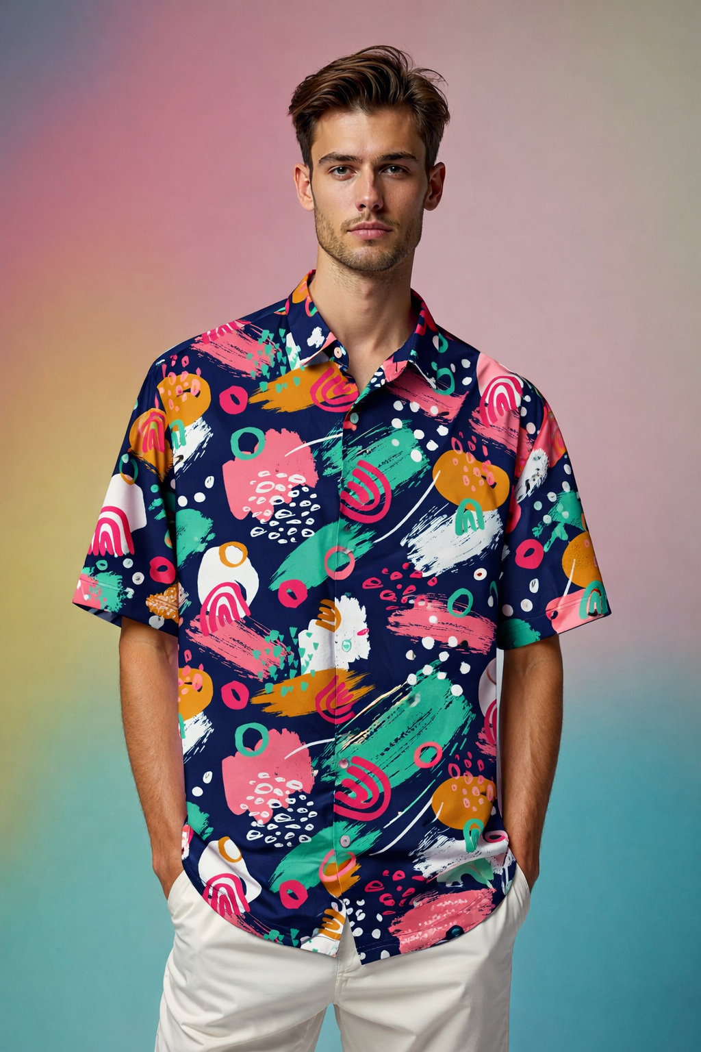 Abstract vibes with a fashion twist Fashion Street Patterned AOP Oversized Shirt