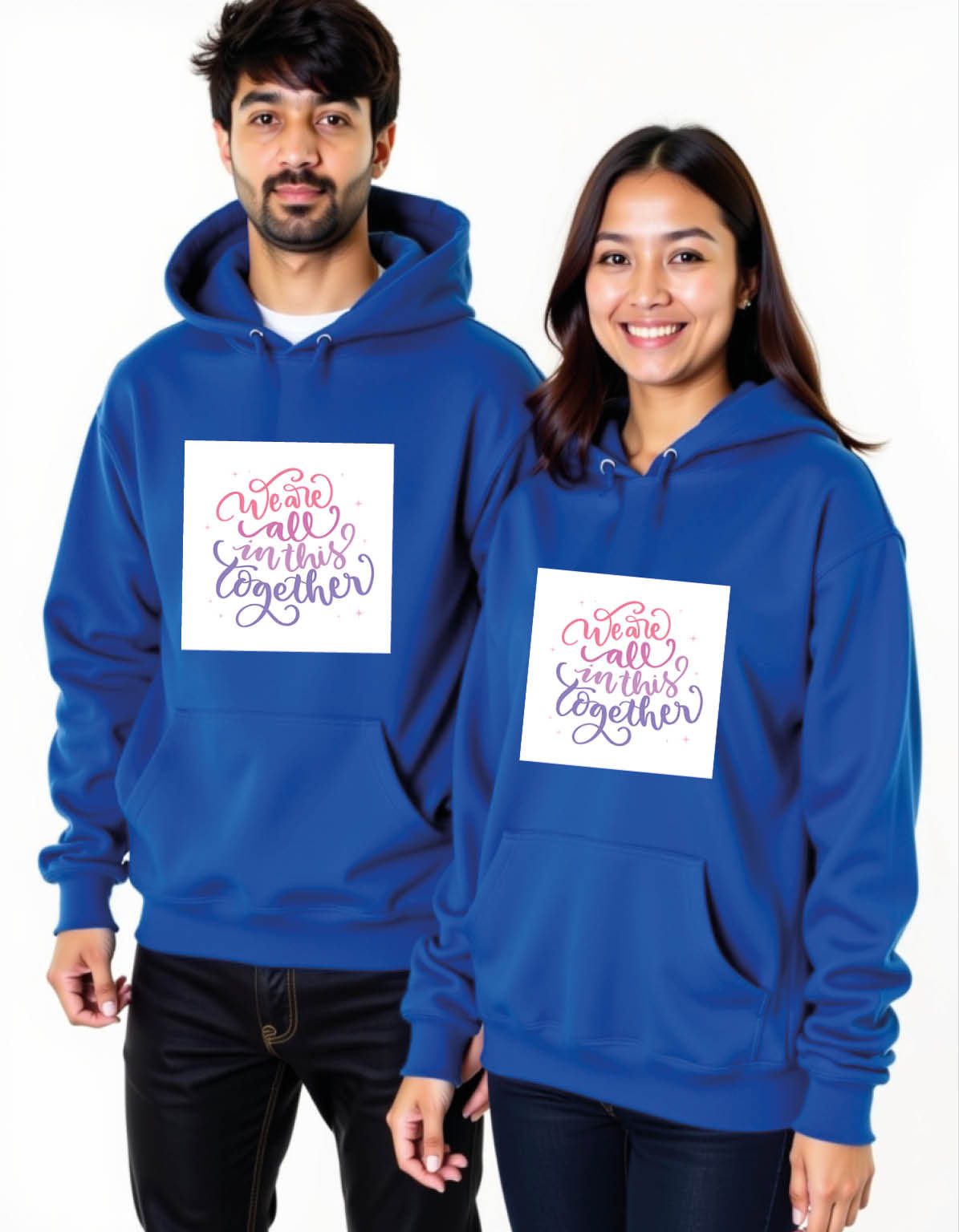 we are all in this together Vintage Printed Graphic Couple Hoodies