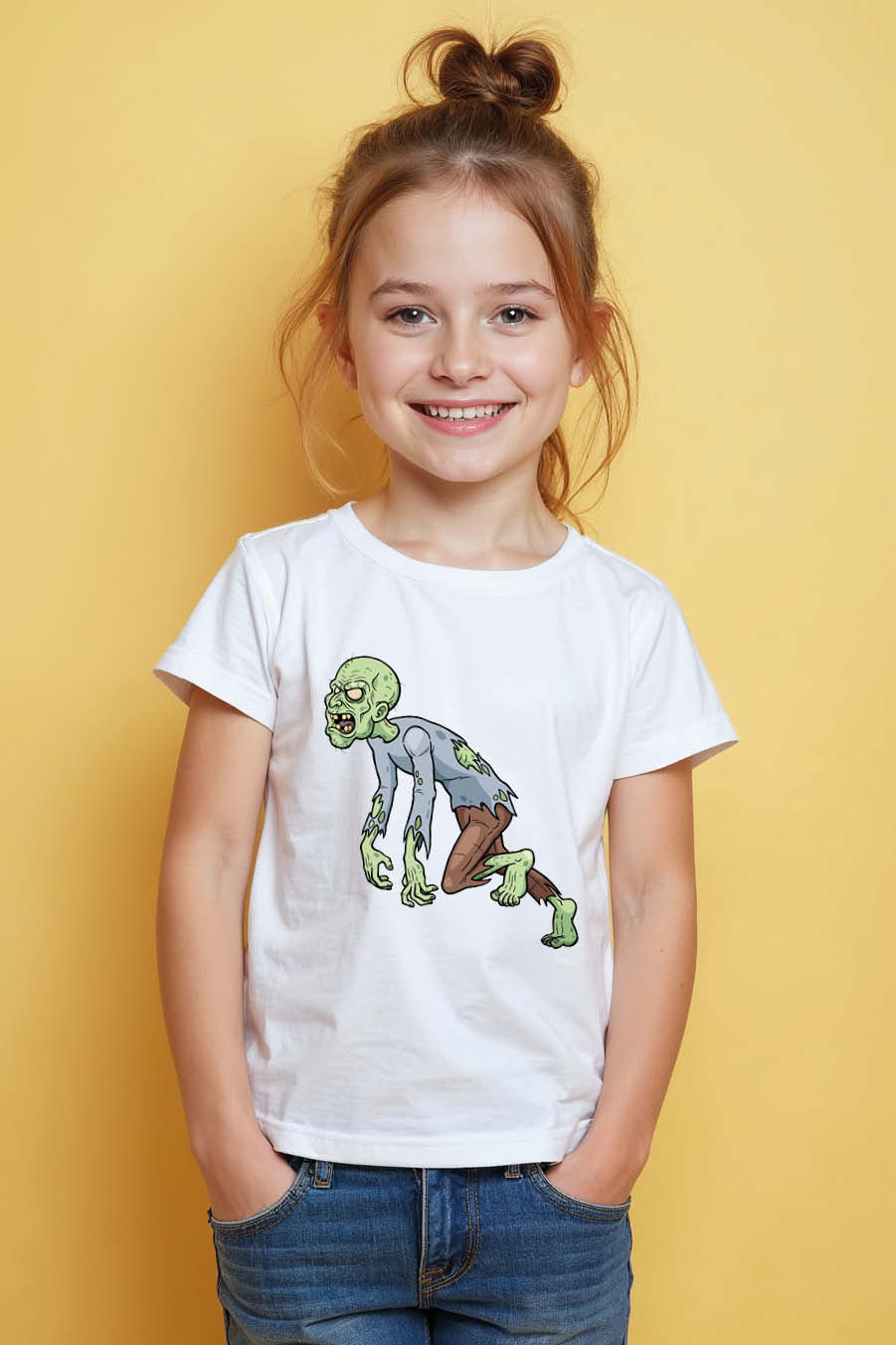 Thumbnail: Hunched Shambling Green Zombie Graphic T-Shirt Fashion Typography Print T-Shirt