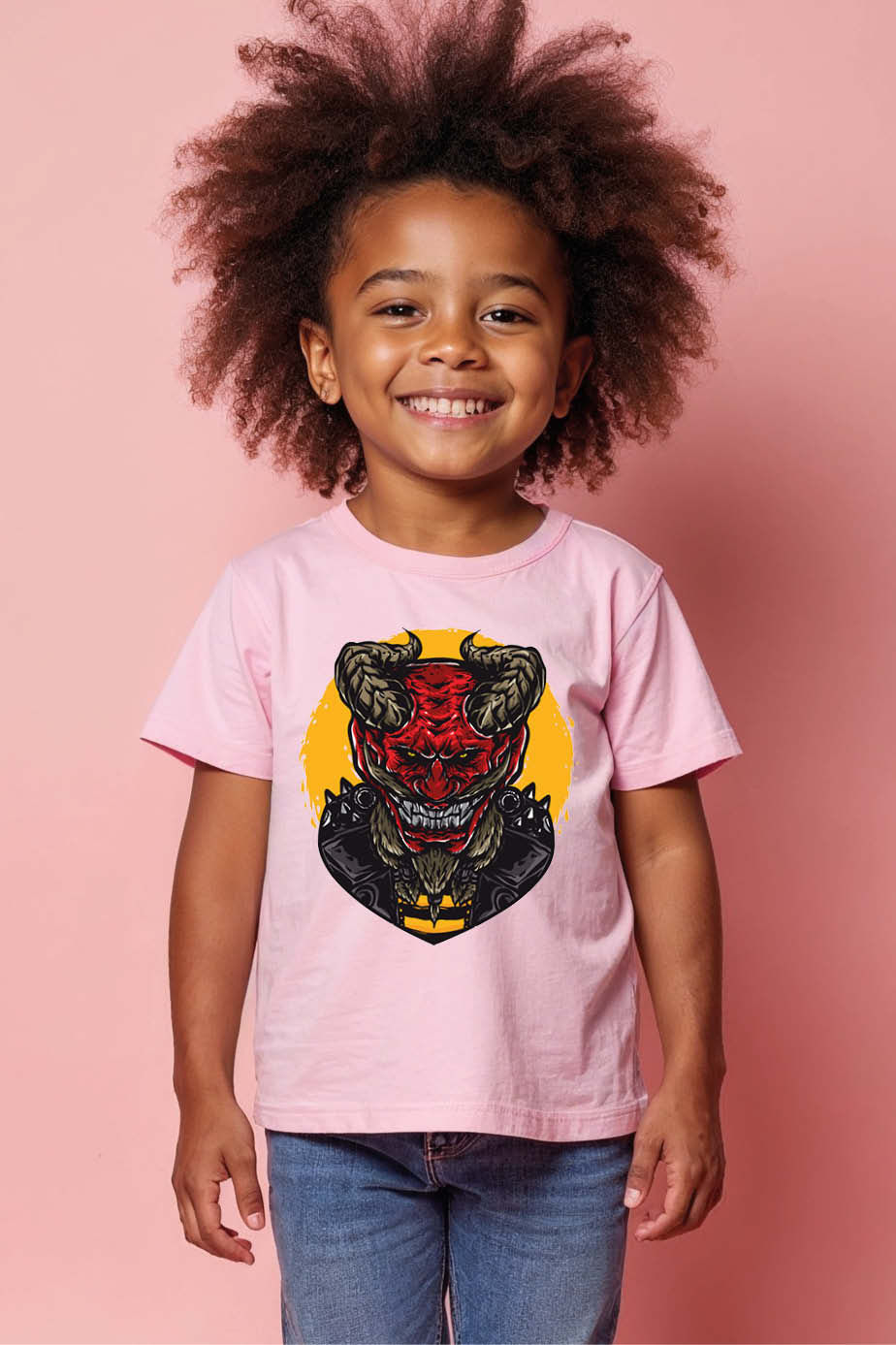 Thumbnail: Fierce Horned Monster Graphic T-Shirt for Kids – Cool Unisex Tee for Boys & Girl